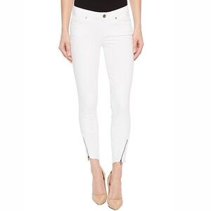 PAIGE verdugo crop raw hem ankle zipper denim jeans  in Crisp White 28 like new